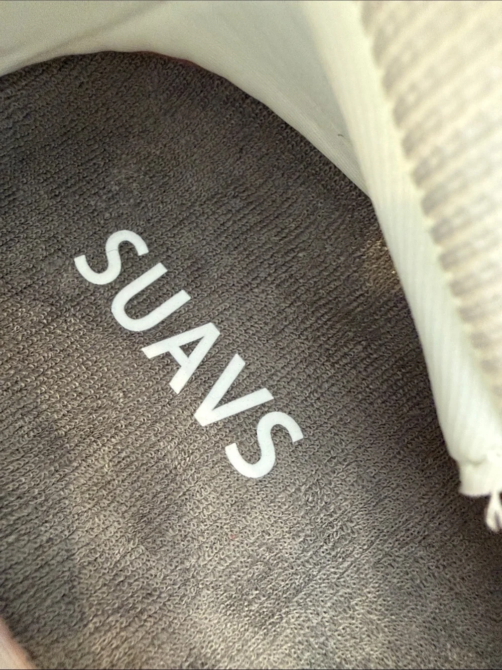Suavs Men’s Knit Lace-Up Sneakers in White with Tan Trim